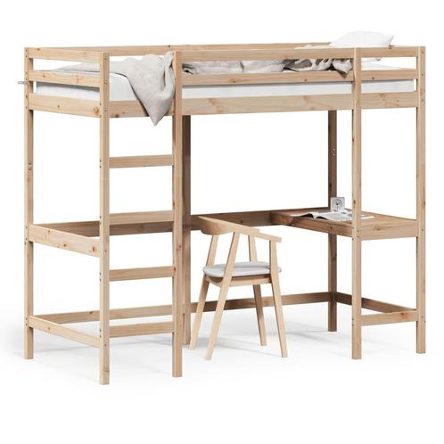 vidaXL Lit superposé avec bureau 90x200 cm bois de pin, Maison & Meubles, Chambre à coucher | Lits, Neuf, Envoi