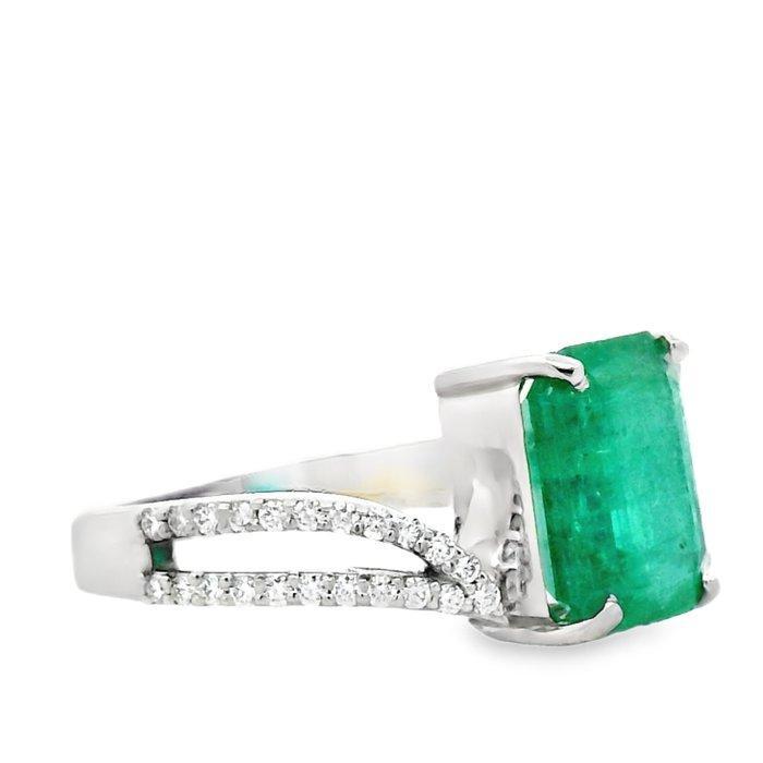 Zonder Minimumprijs - Ring Platina - 2.95ct. tw. Smaragd -, Handtassen en Accessoires, Ringen