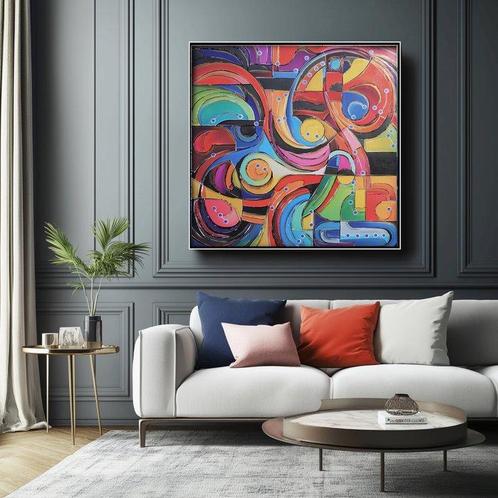 Ksavera - Cubism A1306 - abstract painting on canvas, Antiek en Kunst, Kunst | Schilderijen | Modern