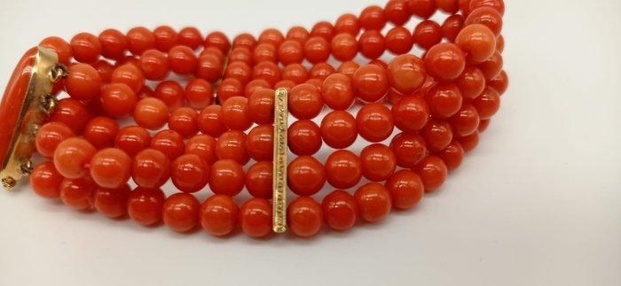 Armband - 18 karaat Geel goud Koraal - Koraal, Handtassen en Accessoires, Armbanden