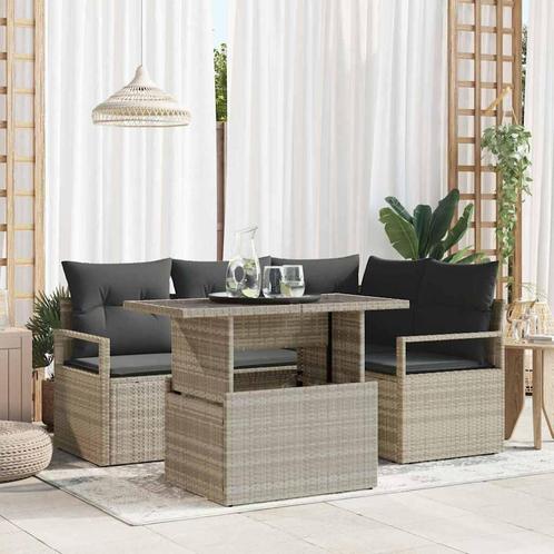 vidaXL Tuinbank Set met kussen 5 pcs Lichtgrijs 100 x 55 x, Tuin en Terras, Tuinsets en Loungesets, Nieuw, Verzenden