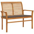 vidaXL Tuinbank met taupe kussen 112 cm massief teakhout, Tuin en Terras, Verzenden, Nieuw