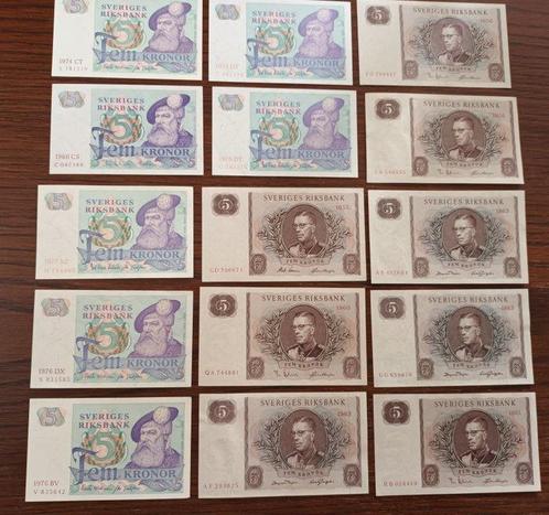 Suède. - 100 x 5 Kroner - various dates - Pick 33, 42 and 51, Postzegels en Munten, Munten | Nederland