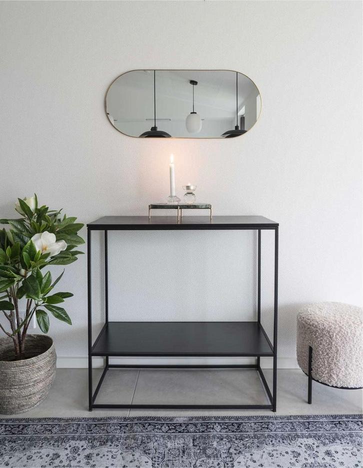 Ovale wandspiegel | Goud | 80 x 35 cm, Huis en Inrichting, Woonaccessoires | Spiegels, Nieuw, Minder dan 50 cm, Ovaal, Minder dan 100 cm