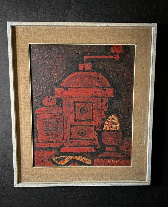 Sandro Giuliani (1948) - Composizione con Macina Caffè, Antiquités & Art, Art | Peinture | Moderne