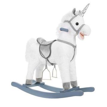 Hobbelpaard - Unicorn XL - wit - met zitting handvatten en