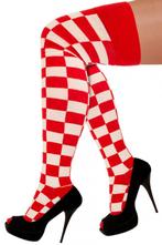 Lange Sokken Rood Wit Geblokt 36-44 Kniekousen Carnaval Brab, Kleding | Heren, Carnavalskleding en Feestkleding, Nieuw, Ophalen of Verzenden