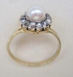 Zonder minimumprijs - Ring - 14 karaat Geel goud Parel -