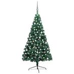 vidaXL Kunstkerstboom met verlichting en kerstballen half, Verzenden