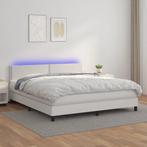 vidaXL Boxspring met matras en LED kunstleer wit 180x200 cm, Huis en Inrichting, Verzenden, Nieuw