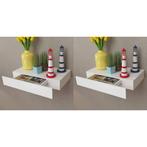 vidaXL Wandplanken zwevend met lades 2 st 48 cm wit, Verzenden, Nieuw
