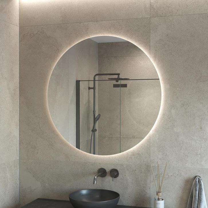 BWS Badkamerspiegel | Spark | Rond | met LED verlichting |, Doe-het-zelf en Bouw, Sanitair, Bad, Nieuw, Ophalen of Verzenden