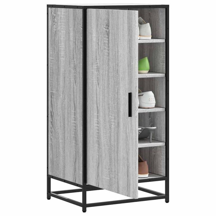 vidaXL Schoenenrek 48x38x97,5 cm bewerkt hout grijs sonoma, Maison & Meubles, Armoires | Armoires à chaussures, Envoi
