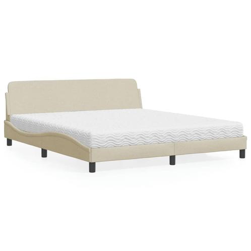 vidaXL Bed met matras stof crèmekleurig 180x200 cm, Huis en Inrichting, Slaapkamer | Bedden, Nieuw, Verzenden