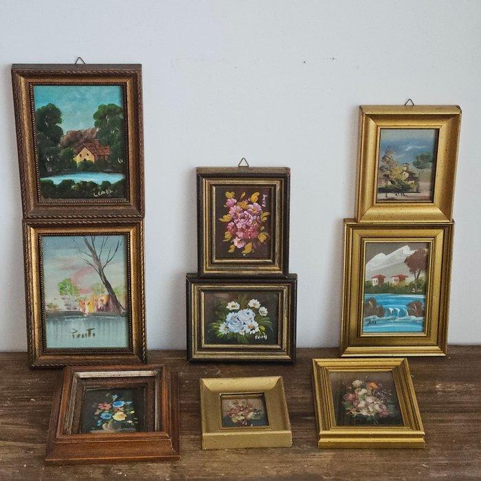 Lijst (9) - Canvas, Hout, goudblad - vintage schilderijen, Antiek en Kunst, Curiosa en Brocante