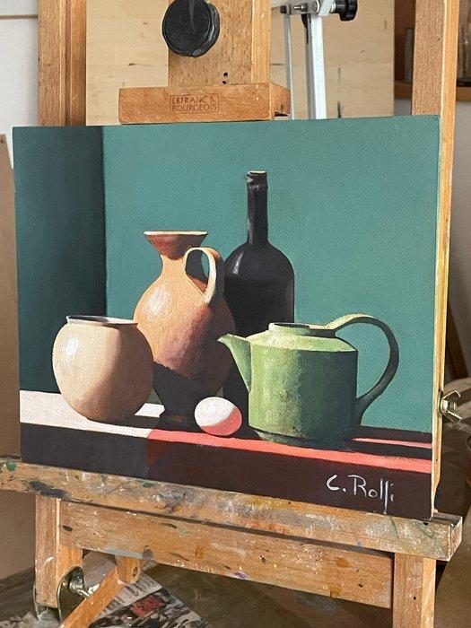 Claudio Rolfi (1960) - Composizione con uovo, Antiquités & Art, Art | Peinture | Moderne