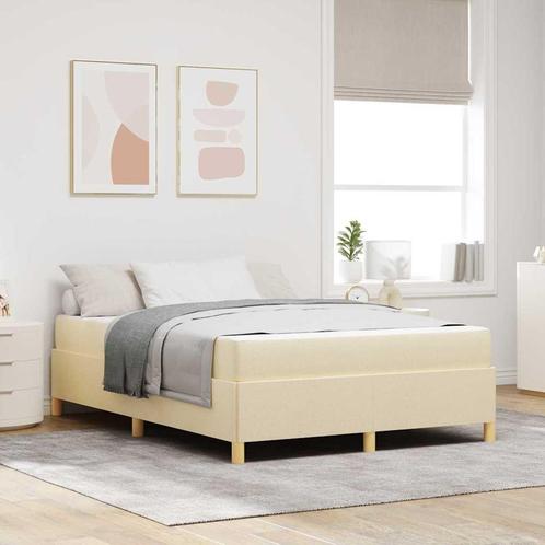 vidaXL Boxspring bed Anders Crème en Wit 160 x 200 cm Stof, Huis en Inrichting, Slaapkamer | Bedden, Nieuw, Verzenden