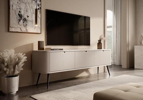 Meubella | TV-Meubel beige 168x39x56 | 3 deuren, Huis en Inrichting, Kasten |Televisiemeubels, 25 tot 50 cm, Nieuw, 150 tot 200 cm