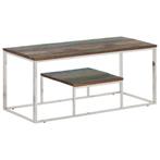 vidaXL Table basse argenté acier inoxydable/bois massif, Verzenden, Neuf