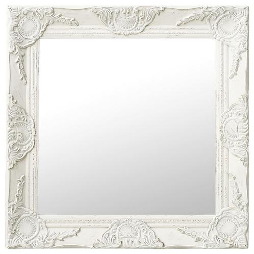 vidaXL Wandspiegel barok stijl 50x50 cm wit, Huis en Inrichting, Woonaccessoires | Spiegels, Nieuw, Verzenden