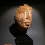 Égypte ancienne Bois Masque de sarcophage. Hauteur 17,5 cm., Verzamelen