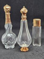 Parfumfles (3) - Kristal - 14K Goud, Antiek en Kunst