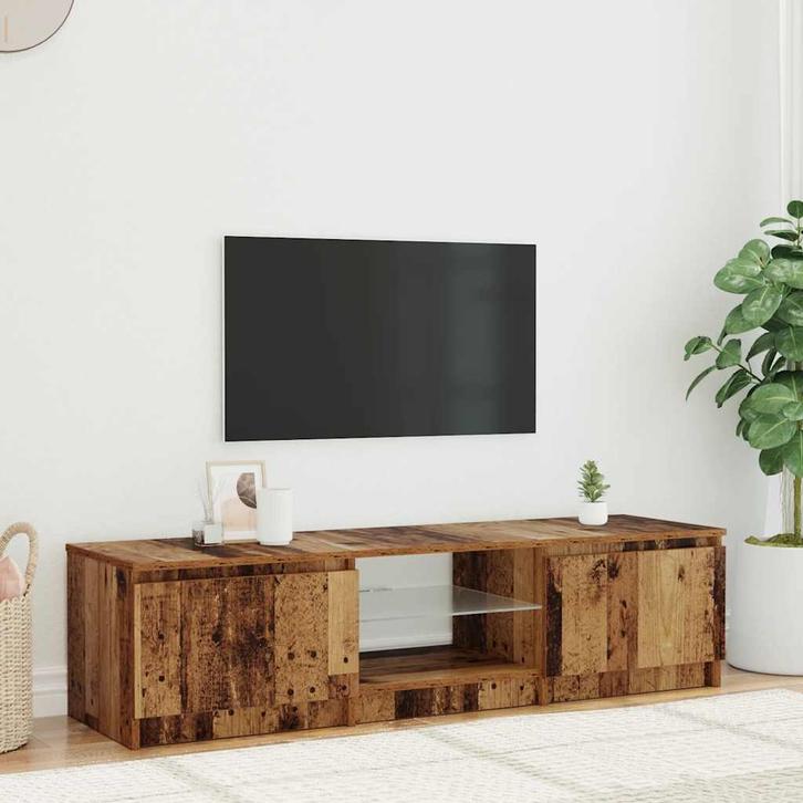 vidaXL Tv-meubel met LED 140x40x36 cm bewerkt hout oud, Maison & Meubles, Armoires | Mobilier de télévision, Envoi