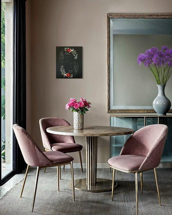 Airiau Léa - Borduurwerk - 55 cm - 45.5 cm - Spiegel, Antiek en Kunst, Kunst | Designobjecten