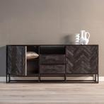 Dressoir Mangohout Kjeld 180 Zwart, Verzenden, 150 tot 200 cm, Nieuw, Industriële meubels