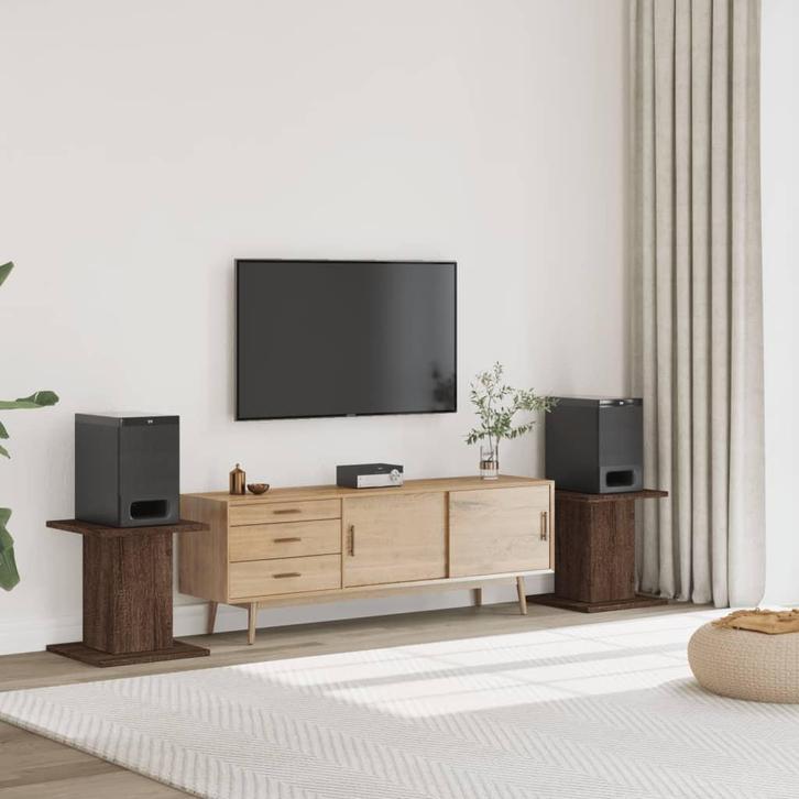 vidaXL Speakerstandaards 2 st 30x30x40 cm bewerkt hout bruin, Audio, Tv en Foto, Luidsprekerboxen, Nieuw, Verzenden