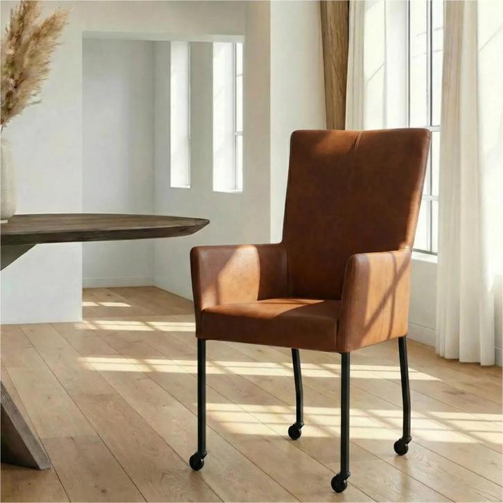 Leren eetkamerstoel Deal met armleuning - Granada Savannah, Maison & Meubles, Chaises, Enlèvement ou Envoi