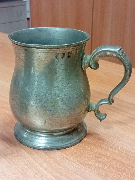 Bierpul (2) - Tin - Paar tinnen mokken, Antiek en Kunst, Antiek | Overige Antiek