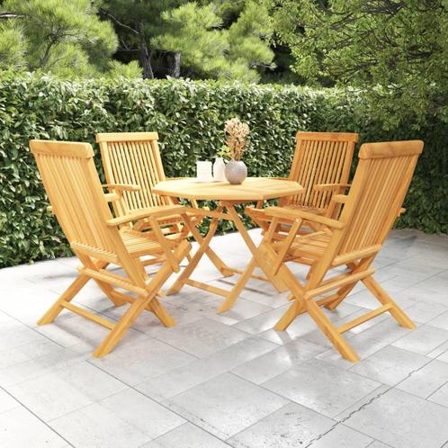 vidaXL 5-delige Tuinset massief teakhout, Tuin en Terras, Tuinsets en Loungesets, Tuinset, Nieuw, Verzenden