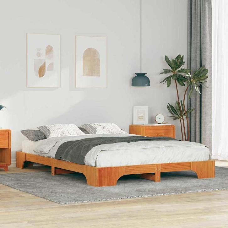 vidaXL Bedframe Bruin 140 x 220 cm Massief grenenhout, Huis en Inrichting, Slaapkamer | Bedden, Nieuw, Verzenden