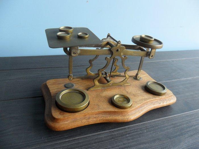 Bureauset - Antieke brievenweegschaal met originele messing, Antiek en Kunst, Curiosa en Brocante