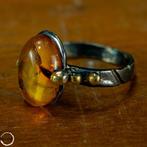 Zeldzame Caribische Amber Vintage Ring - 925 zilver, 14k, Collections