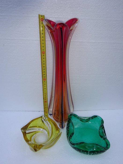 Murano, Val Saint Lambert - Vaas (3) - Kristal, Muranoglas, Antiek en Kunst, Antiek | Glaswerk en Kristal