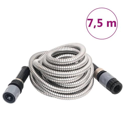 vidaXL Tuinslang met sproeikop 0,6 7,5 m roestvrij staal, Tuin en Terras, Tuinslangen, Nieuw, Verzenden