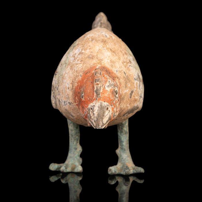 Oud-Chinees, Han-dynastie Aardewerken Vogel op Bronzen Poten, Antiek en Kunst, Antiek | Overige Antiek