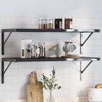 vidaXL Plankdragers 4 st 40x2,5x25 cm roestvrijstaal zwart, Verzenden, Nieuw