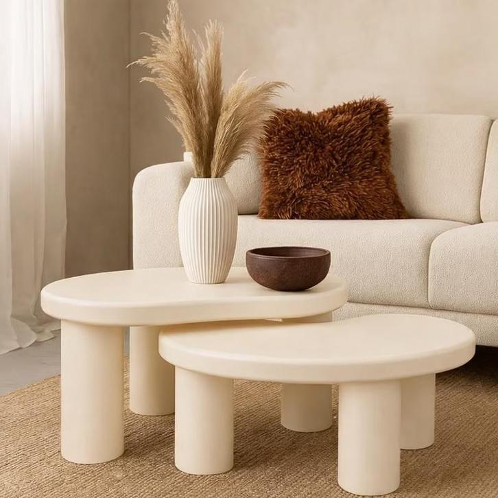 Tables dappoint asymétriques - crème - 2 pièces, Maison & Meubles, Accessoires pour la Maison | Autre, Neuf, Envoi