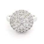 Bague tendance - 14 carats Or blanc -  1.02ct. tw. Diamant, Handtassen en Accessoires