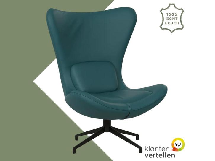Leren draaifauteuil Soul - Toledo Turquoise (blauw) -, Huis en Inrichting, Fauteuils, 75 tot 100 cm, 75 tot 100 cm, Nieuw, Leer