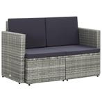 vidaXL Tuinbank 2-zits met kussens poly rattan grijs, Tuin en Terras, Verzenden, Nieuw