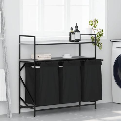 vidaXL Wasmand 3 vakken met planken grijs sonoma eiken, Huis en Inrichting, Woonaccessoires | Overige, Nieuw, Verzenden