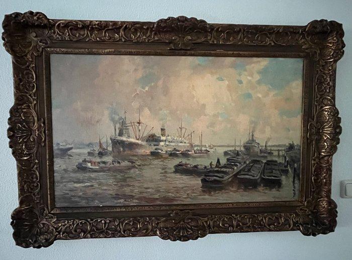 Gerardus Johannes Delfgaauw (1882-1947) - Haven Rotterdam, Antiek en Kunst, Kunst | Schilderijen | Klassiek