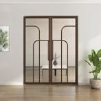 Dubbele stalen taatsdeur Brons 4 Vlaks rond Helder glas, Minder dan 80 cm, Overige typen, Nieuw, Metaal