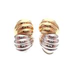 Bicolor gouden oorclips; Fantasie design (oorklem, klassiek), Ophalen of Verzenden, Gebruikt, Overige kleuren, Goud