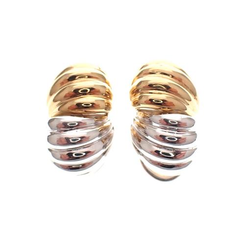 Bicolor gouden oorclips; Fantasie design (oorklem, klassiek), Handtassen en Accessoires, Oorbellen, Overige kleuren, Gebruikt