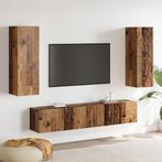 vidaXL 4-Delige TV Meubel Set Wandgemonteerd Oud Hout, Verzenden, Nieuw